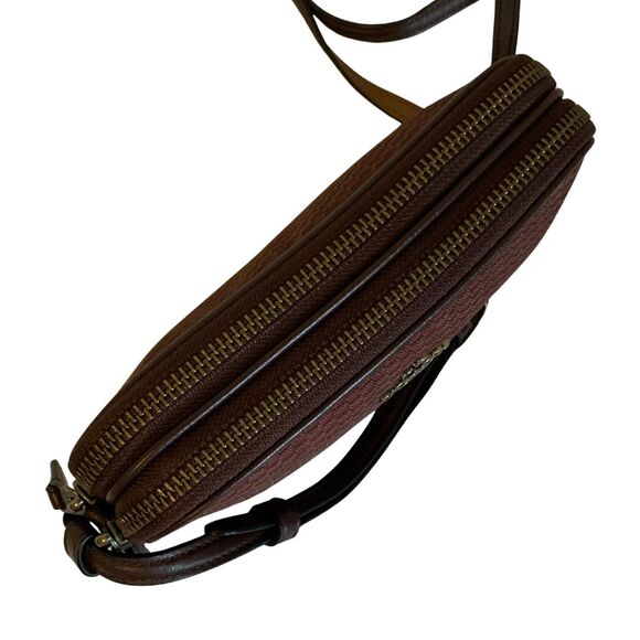 COACH LEGACY Jacquard/Leather Oxblood Burgundy Pouch Crossbody - Picture 4 of 12